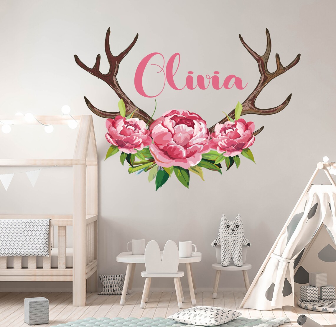 Name Wall Decal Girl Room, Custom Wall Sticker Babytoddler Bedroom ...