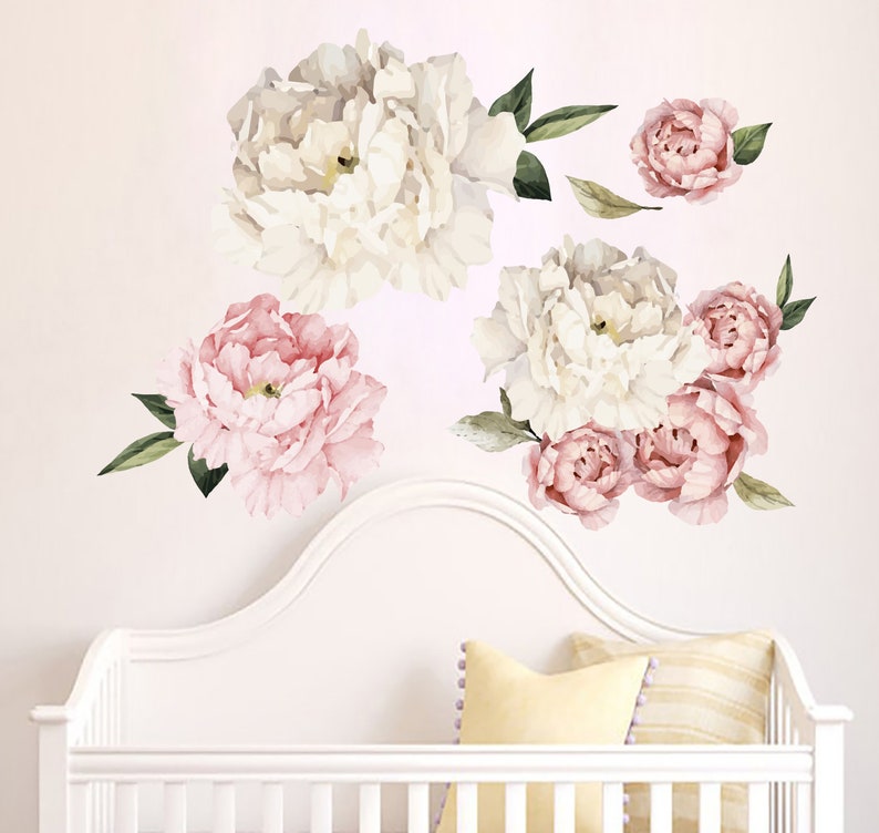 Peony Wall Decals Peony Flowers Sticker Peony Wall Art Peony Etsy