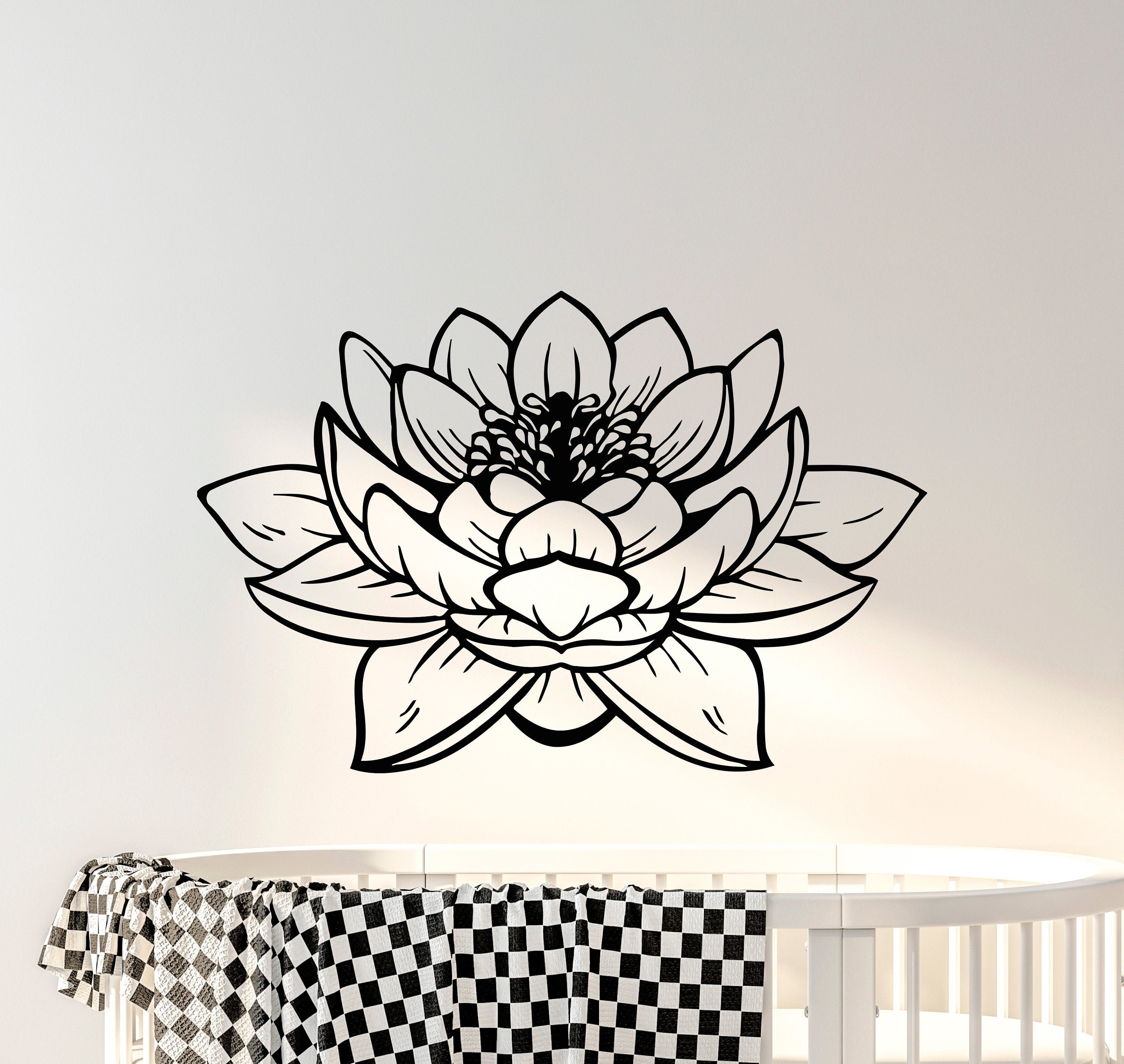 Lotus Wall Decal Flower Art Flower Lotus Decor Bohemian Etsy
