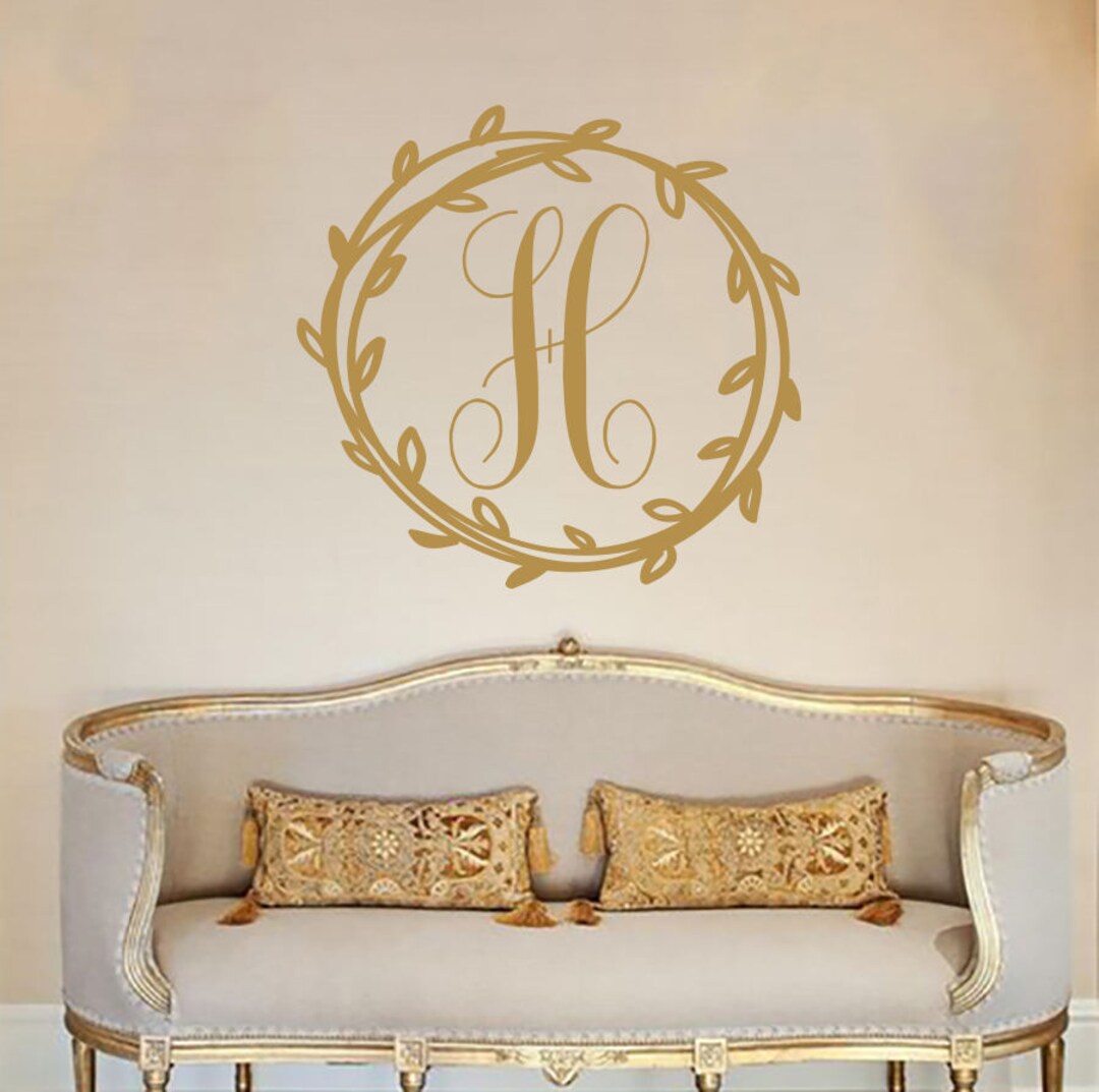 Monogram Vinyl Decal Monogram Wall Decal Initial Art Rusric Home Decor ...