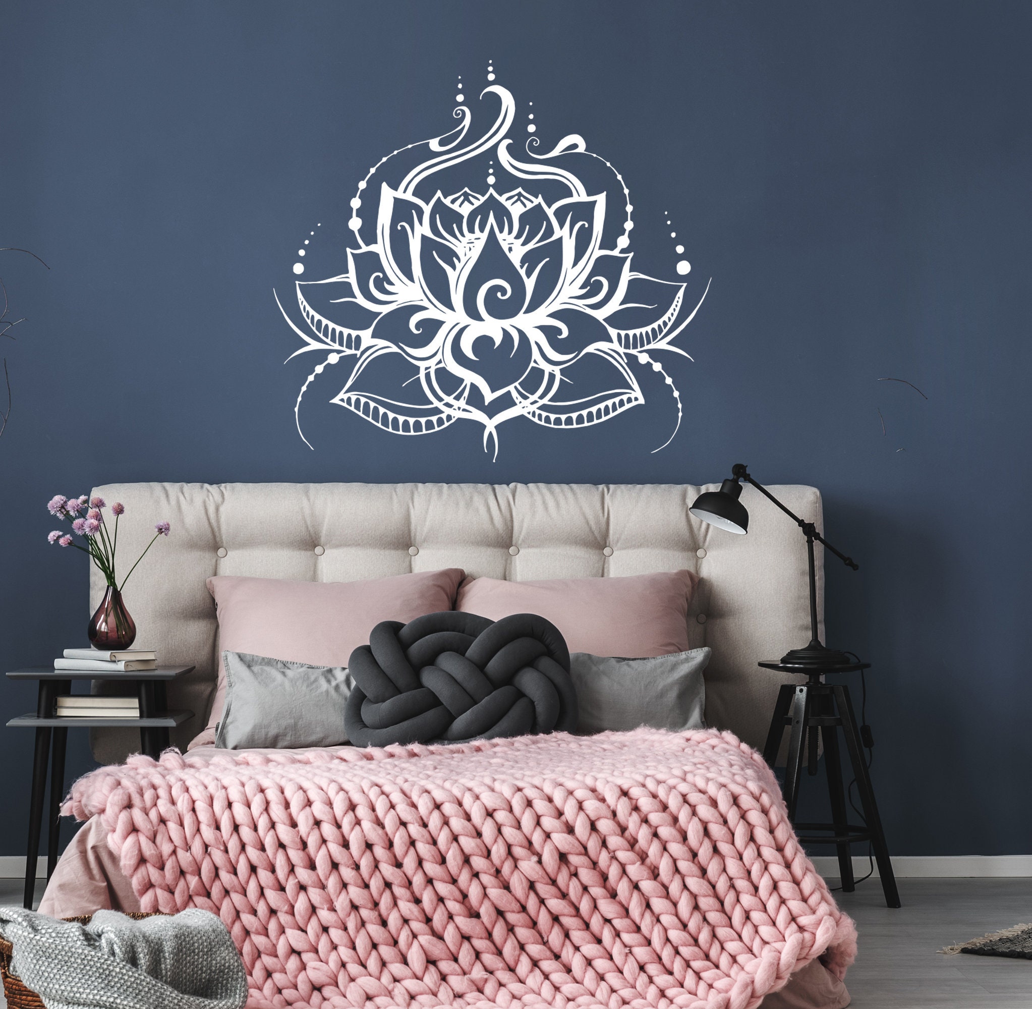 Lotus Wall Decal, Home Yoga Studio Wall Decor, Lotus Flower Vinyl ...