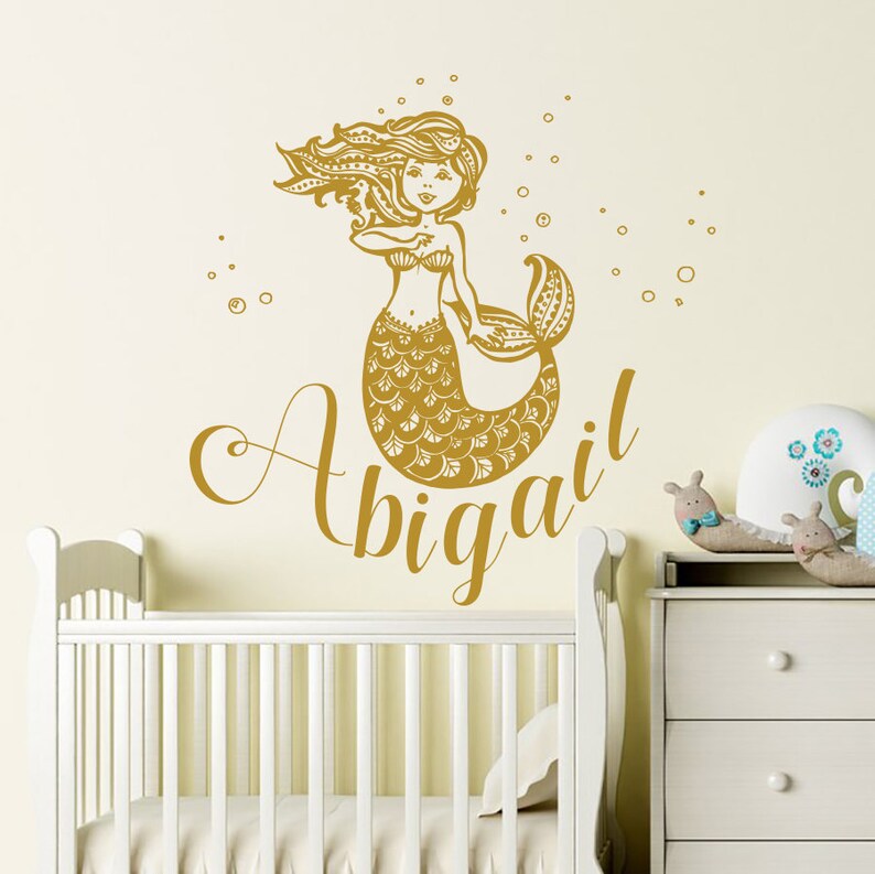 Name Wall Decals Mermaid Decal Vinyl Sea Ocean Art Decor Stickers Nursery Bedroom Nautical S89