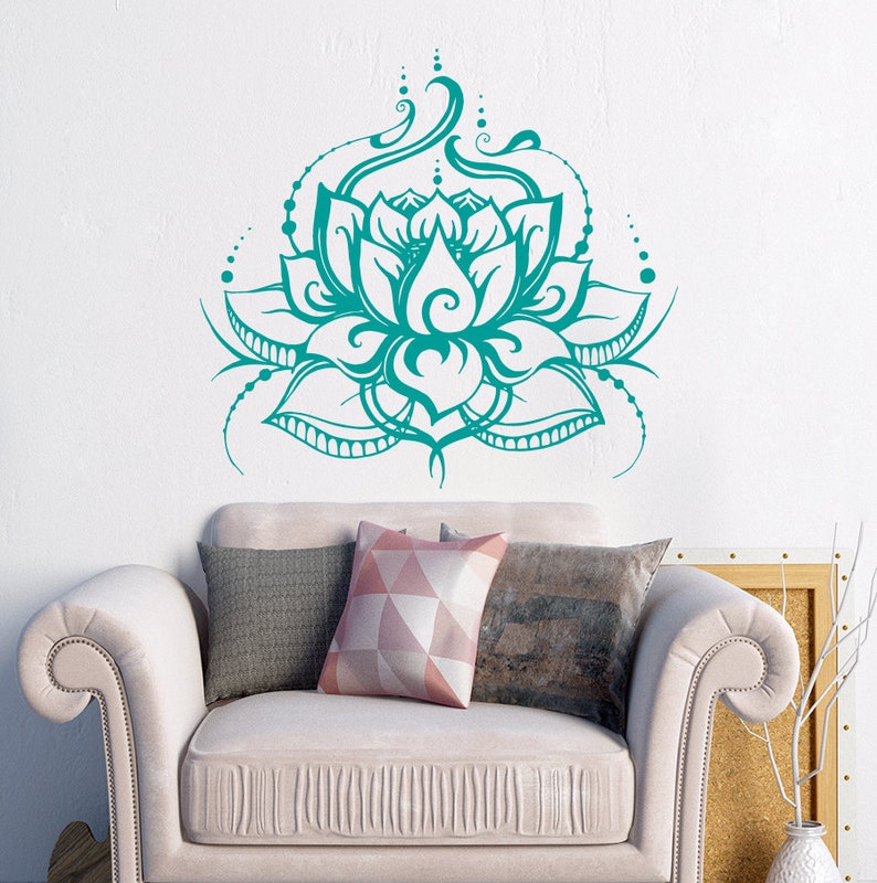 Lotus Wall Decal Flower Art Yoga Decor Bohemian Stickers Boho Etsy