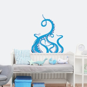 Octopus Wall Decal Bedroom - Kraken Wall Sticker Bathroom - Personalize Size and Color Octopus Mural Art - Nautical Decor Home S329