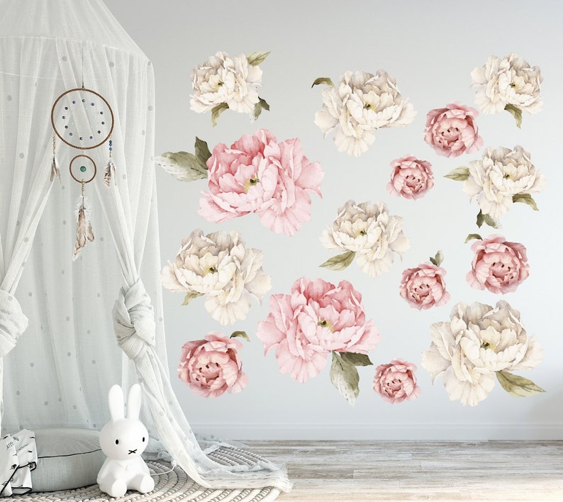 Peony Bud Wall Decals Peony Flowers Sticker Peony Art Etsy