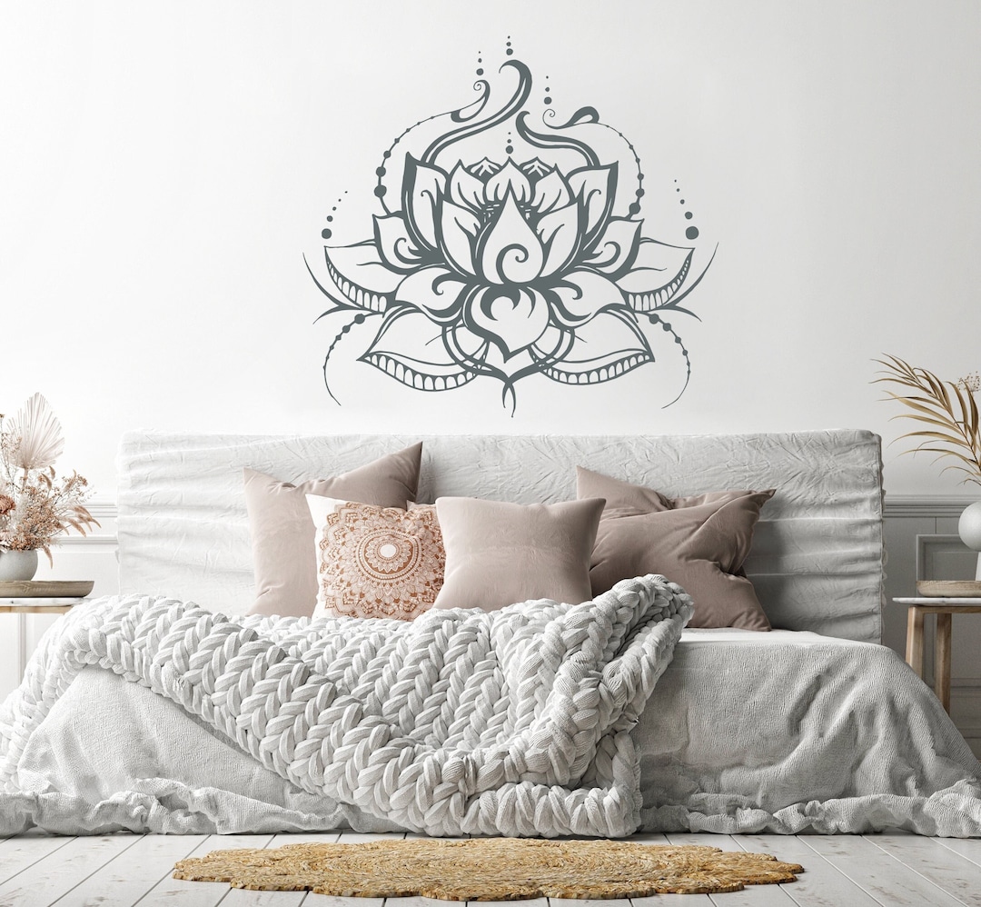 Lotus Wall Decal, Home Yoga Studio Wall Decor, Lotus Flower Vinyl ...