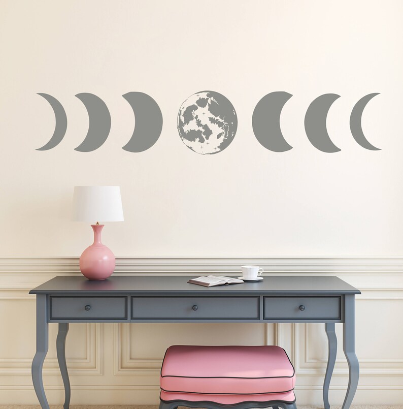 Moon Phases Wall Decal Moon Phases Art Modern Decals Moon Wall Etsy