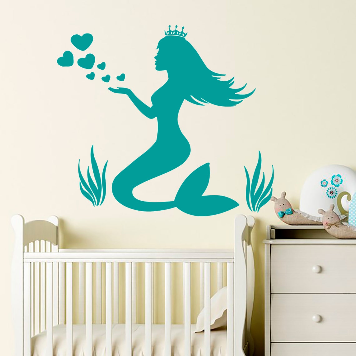Mermaid Wall Decal Nymph Sea Ocean Sticker Bathroom Vinyl Etsy