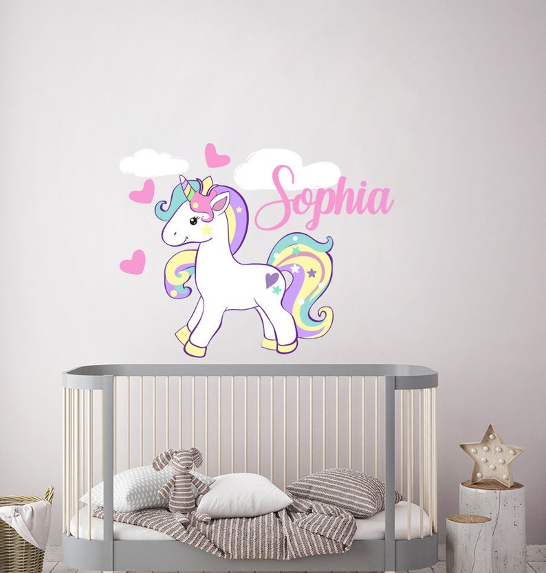 Name Wall Decal. Unicorn Wall Decal. Full Color Decals. Etsy