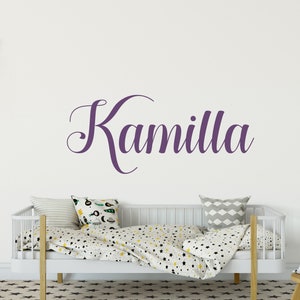 Calcomanía de pared para niños personalizada - Calcomanía de pared con nombre de niña - Calcomanía de pared para guardería - Calcomanía con nombre personalizada - Calcomanía de pared de vinilo dorado S49