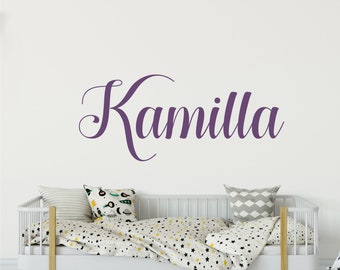 Calcomanía de pared para niños personalizada - Calcomanía de pared con nombre de niña - Calcomanía de pared para guardería - Calcomanía con nombre personalizada - Calcomanía de pared de vinilo dorado S49