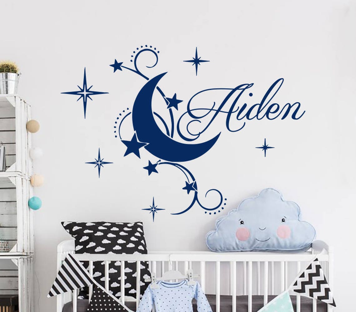 Boy Name Wall Decal Baby Nursery Wall Decal Name Nursery Vinyl Etsy