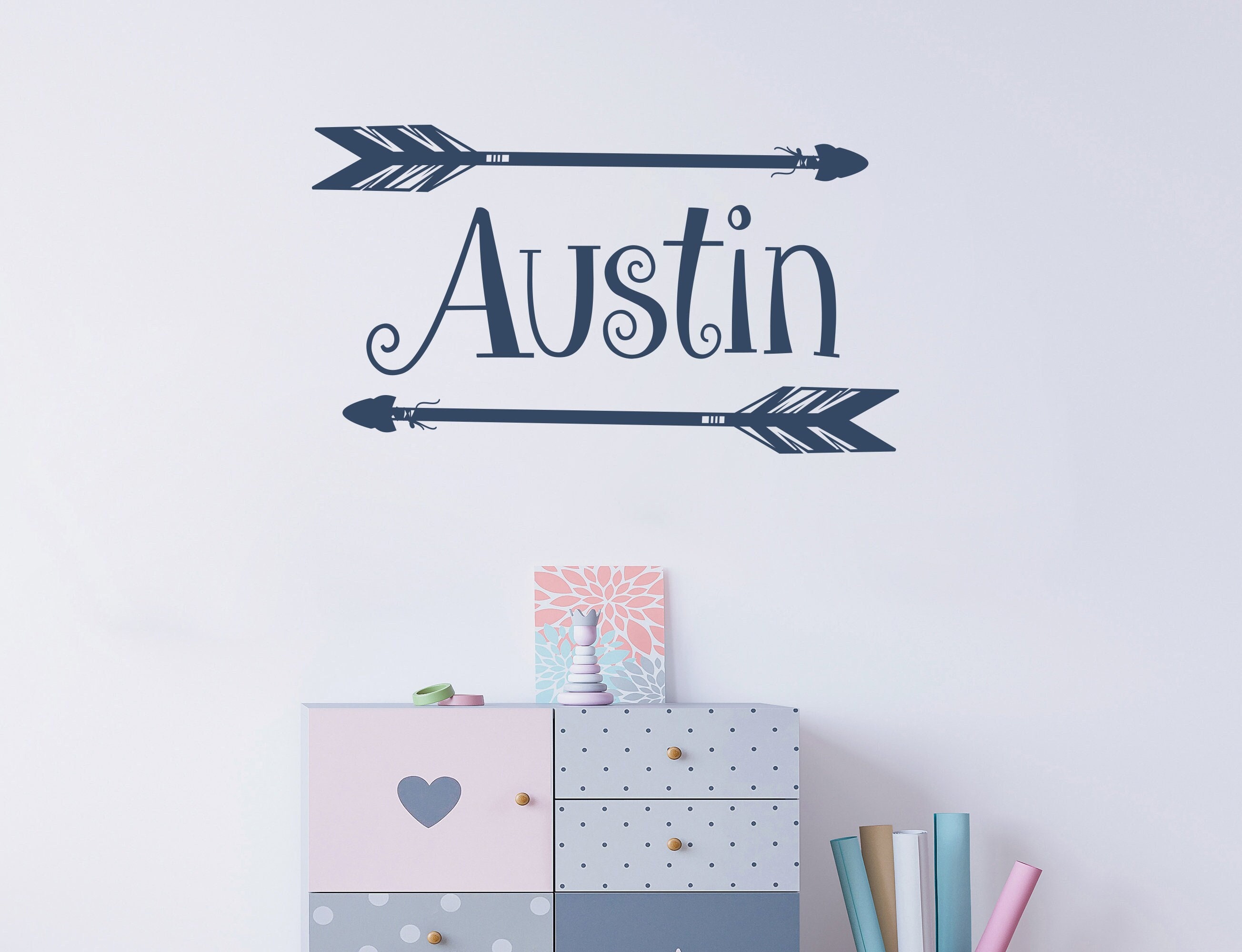 Personalized Name Wall Decal - Boho Nursery Decor - Boy Name Wall Decal ...