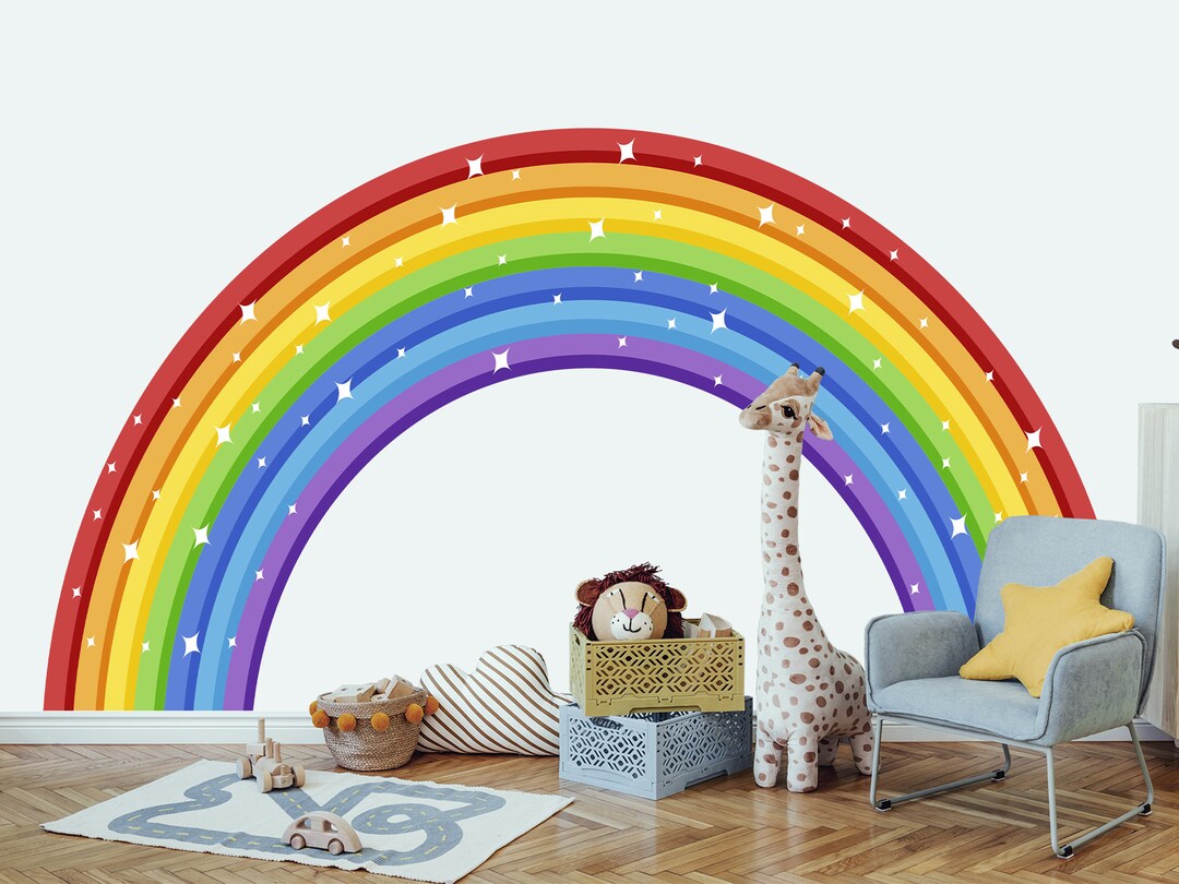 Rainbow Stars Wall Decal for Girl Badroom, Rainbow Decor for Nursery