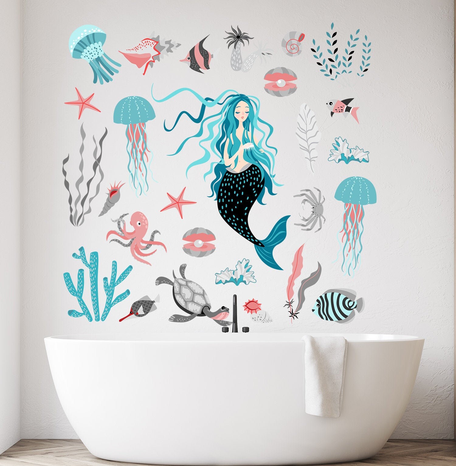 Декор на плитку в ванной наклейки