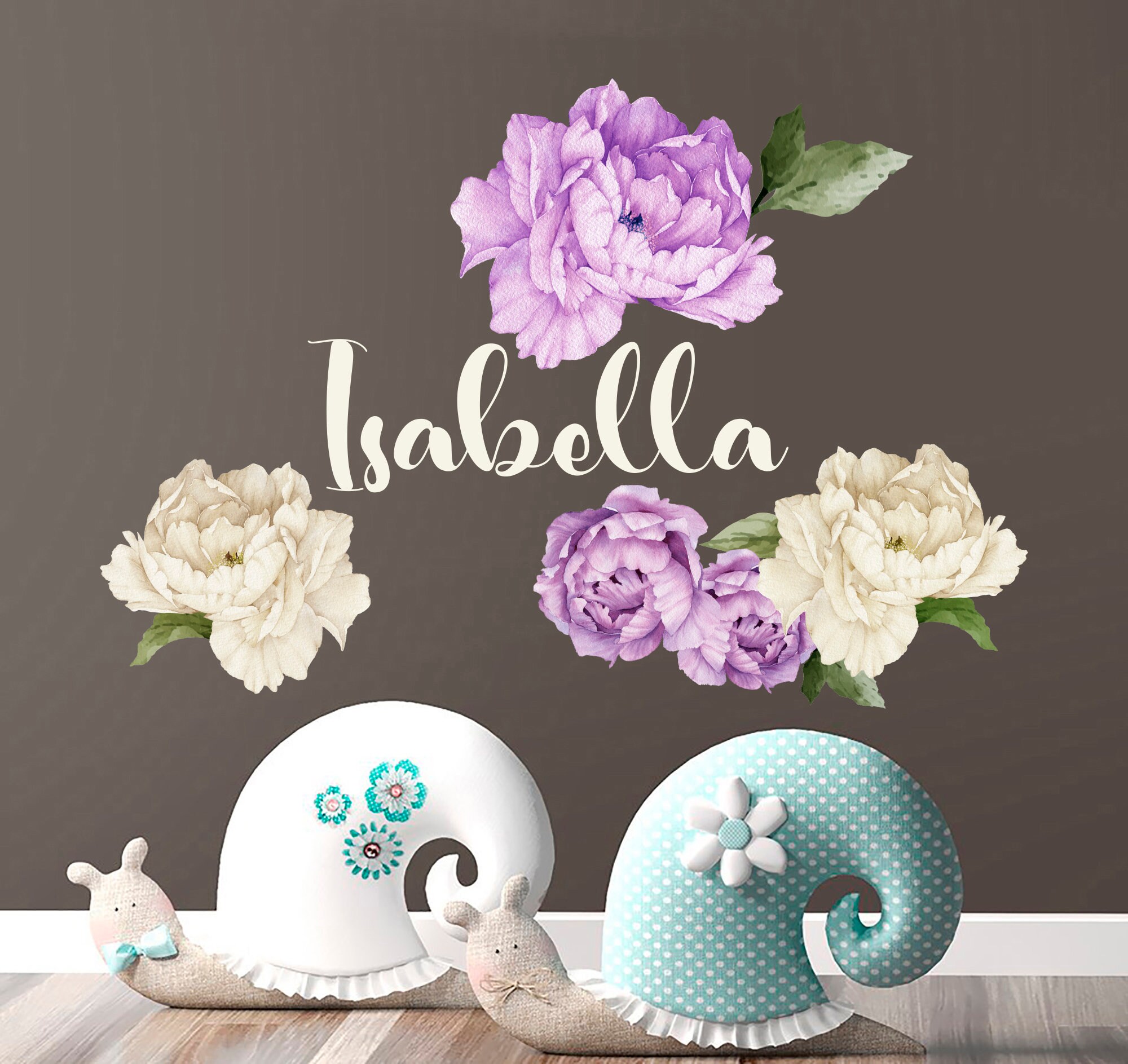 Mädchen Name Wand Aufkleber Kindergarten Pfingstrose Blume | Etsy