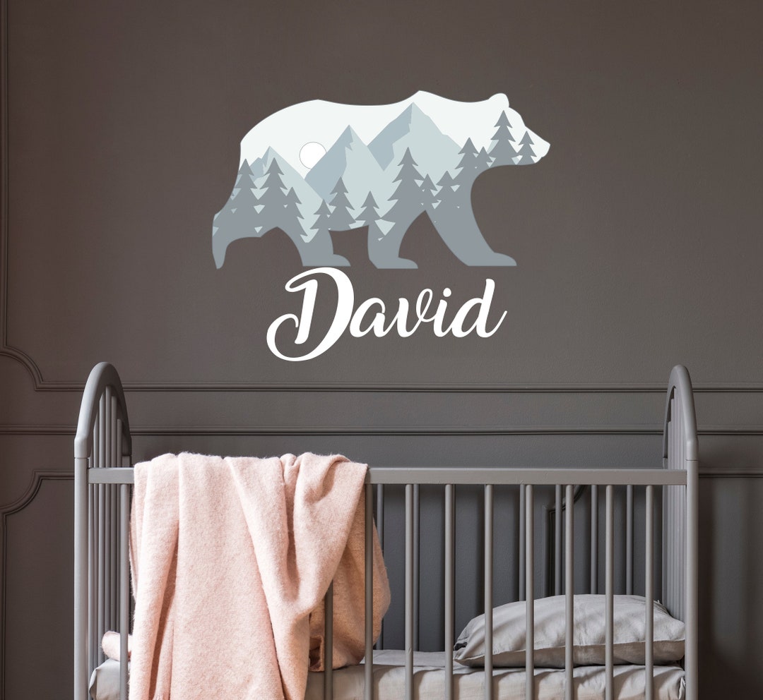 Custom Bear Wall Decal Boy Nursery / Personalize Name Wall Sticker Baby ...