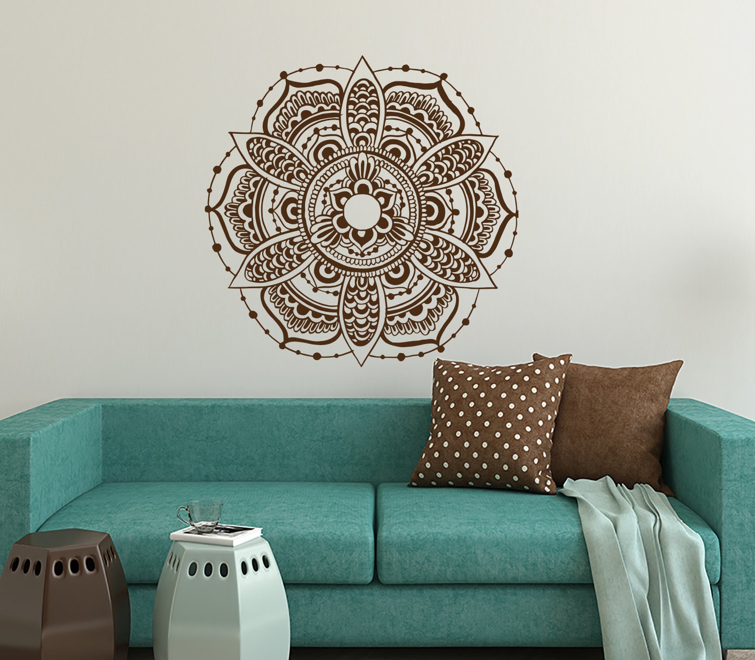 Mandala Wall Art Bohemian Art Indian Pattern Decor Vinyl Decal | Etsy