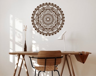 Mandala Wall Decal Bedroom, Bohemian Decor Living Room, Mehndi Vinyl Decal Yoga Studio Art, Mandala Flower Symbol Meditation  Sticker    S6