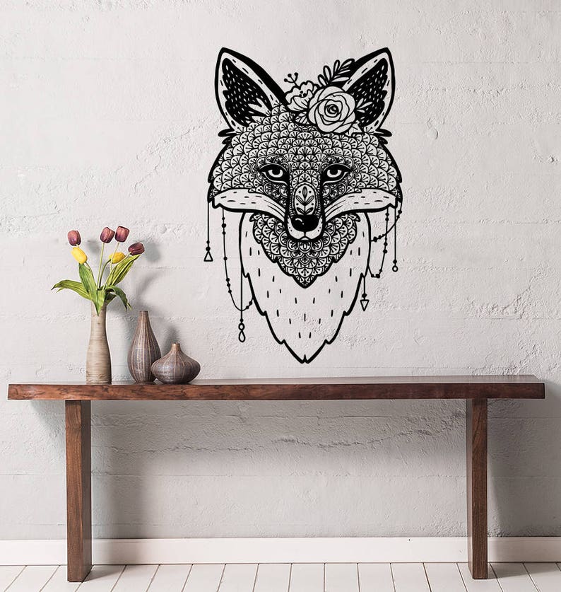 Fox Wall Decal Fox Vinyl Decal Fox Decals Boho Style Rustic Etsy