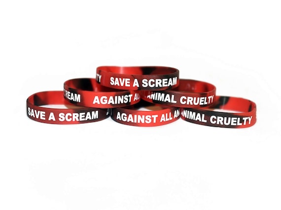 Save A Scream MEAT IS MURDER Animal Rights Silicone Wristband Vegan