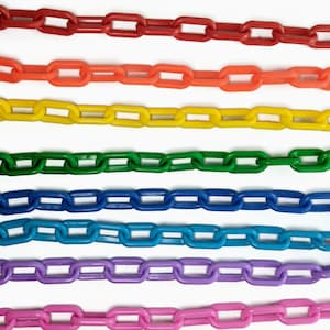 Medium Plastic Chain 6 mm thick, 1 3/8&quot; links (sold in increments of 5 feet) -  Perfect for Goat Collars, Bird Toys, Punk, Chunky