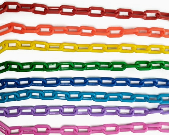 Medium Plastic Chain 6 Mm Thick, 1 3/8 Links sold in Increments of 5 Feet  Perfect for Goat Collars, Bird Toys, Punk, Chunky 