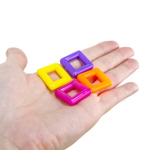 1" Plastic Squares (25 Pieces) - Square Marbella Ring - Bird Toy Part, Sugar Glider Toy Part