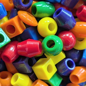 24 Multi-color Jumbo Beads for Bird Toys, Lacing Crafts, Sugar Glider Enrichment