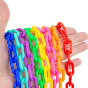 1&quot; Link Plastic Chain, 4 mm thick, (10 Feet) - Craft Chain for Sugar Gliders, Jewelry and Bird Toys - Kawaii,  Chunky Chain