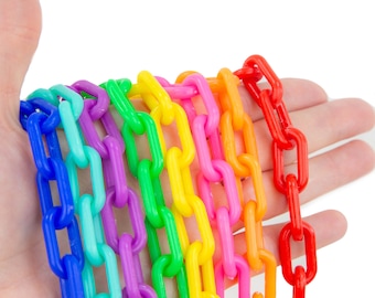 1" Link Plastic Chain, 4 mm thick, (10 Feet) - Craft Chain for Sugar Gliders, Jewelry and Bird Toys - Kawaii,  Chunky Chain