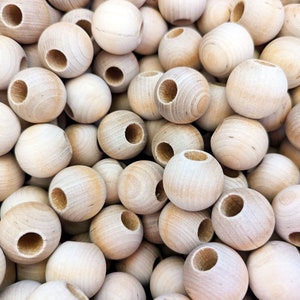 1&quot; Natural Wooden Bead - Set of 18 - Bird Toy Part, Macramé, Jewelry Making