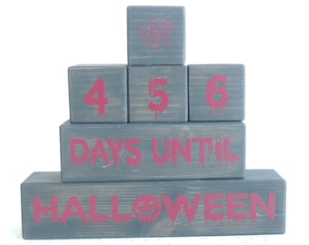 halloween countdown, countdown blocks, days until halloween, adventure count down, wooden countdown, rustic decor, weeks until,