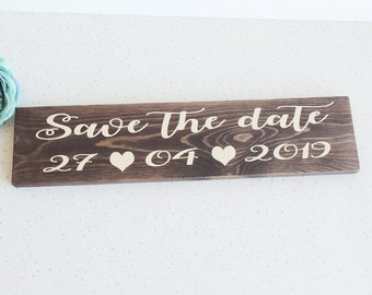 Personalized Wooden Save The Date Sign: Engagement Photo Prop