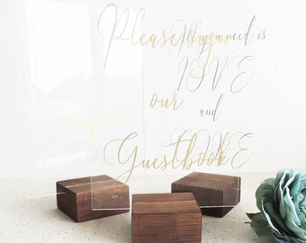 A5 Acrylic holders x 3, acrylic stand, table name holders, wooden wedding decor, guest table names, card blocks, wedding table decor,cube