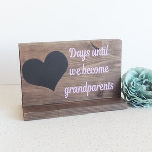 grandparent coundown, baby announcement gift, rustic decor, days until baby arrives, countdown to grandbaby, new baby countdown, chalkboard