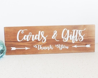 Wedding table sign, rustic wedding decor, gift and card sign, wedding guest sign, wooden wedding plaque, present table sign, thank you board