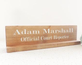 Personalized Wooden Desk Name Plate: Office Gift for Boss