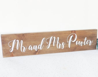 Rustic Mr and Mrs Sign, Wooden Wedding Decor, Top Table Sign
