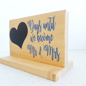 wedding countdown, engagement gift, gift for couple, proposal gift, wedding calender, mr and mrs ideas, rustic decor, days until, chalkboard image 2