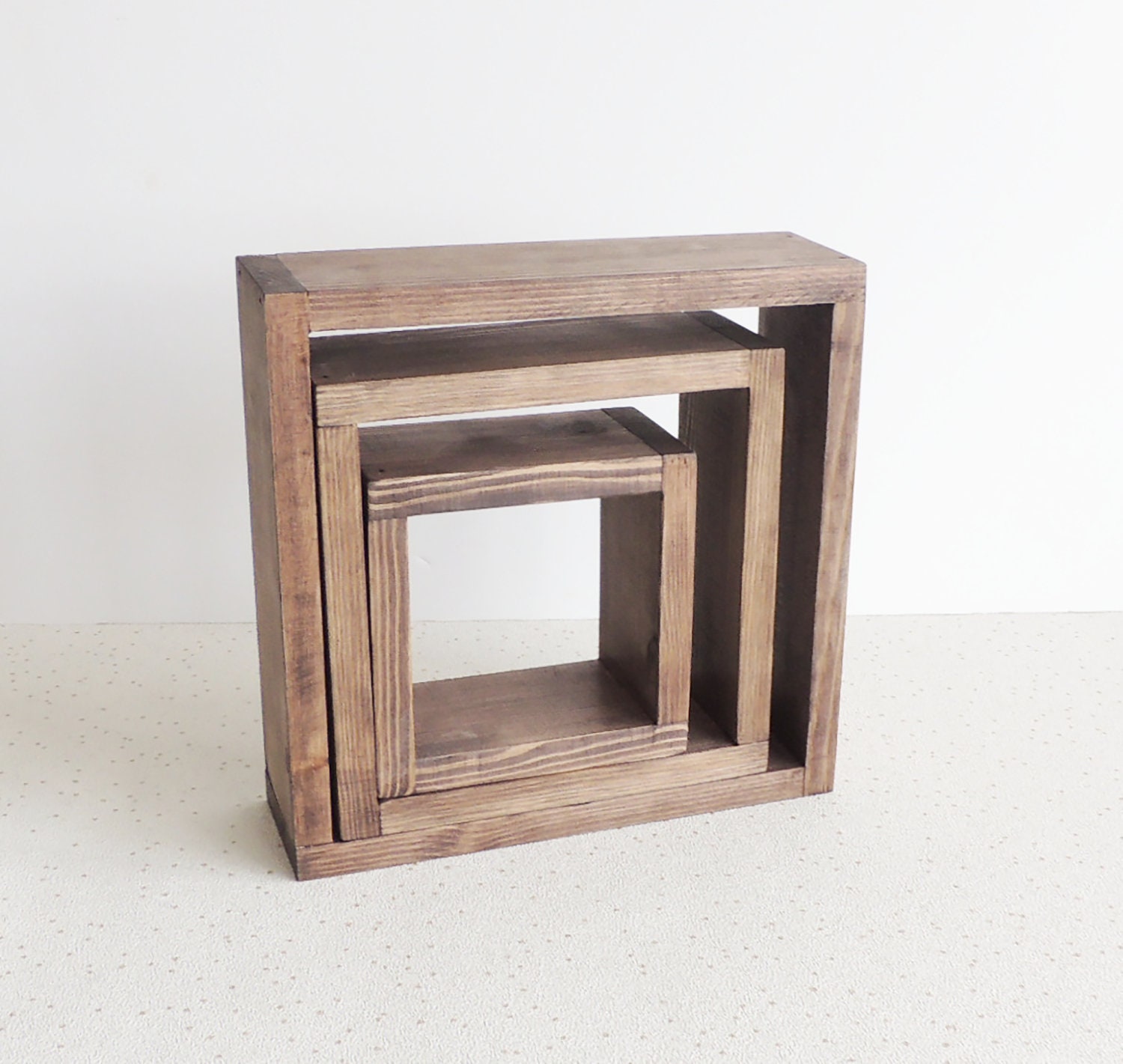 Set of Cube Shelves Geometric Decor Wooden Shelving Crystal Etsy