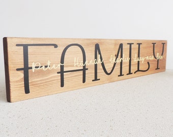 family name sign, wooden family plaque, family gift, Fathers day present, personalised sign, new home gift, wedding present, wooden sign