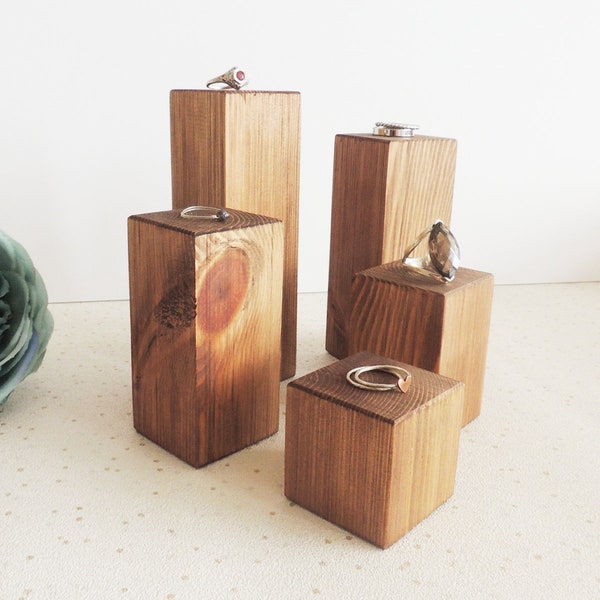 Ring display, jewelry riser, set of stands, craft display, jewellery blocks, rustic display, wooden stands, ring storage, wood deco, craft
