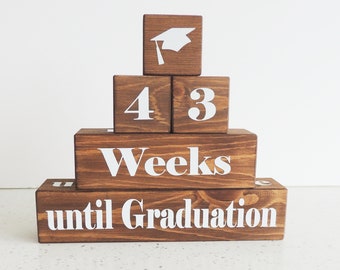 Wooden Graduation Countdown Blocks: Student Gift, Finals Prep