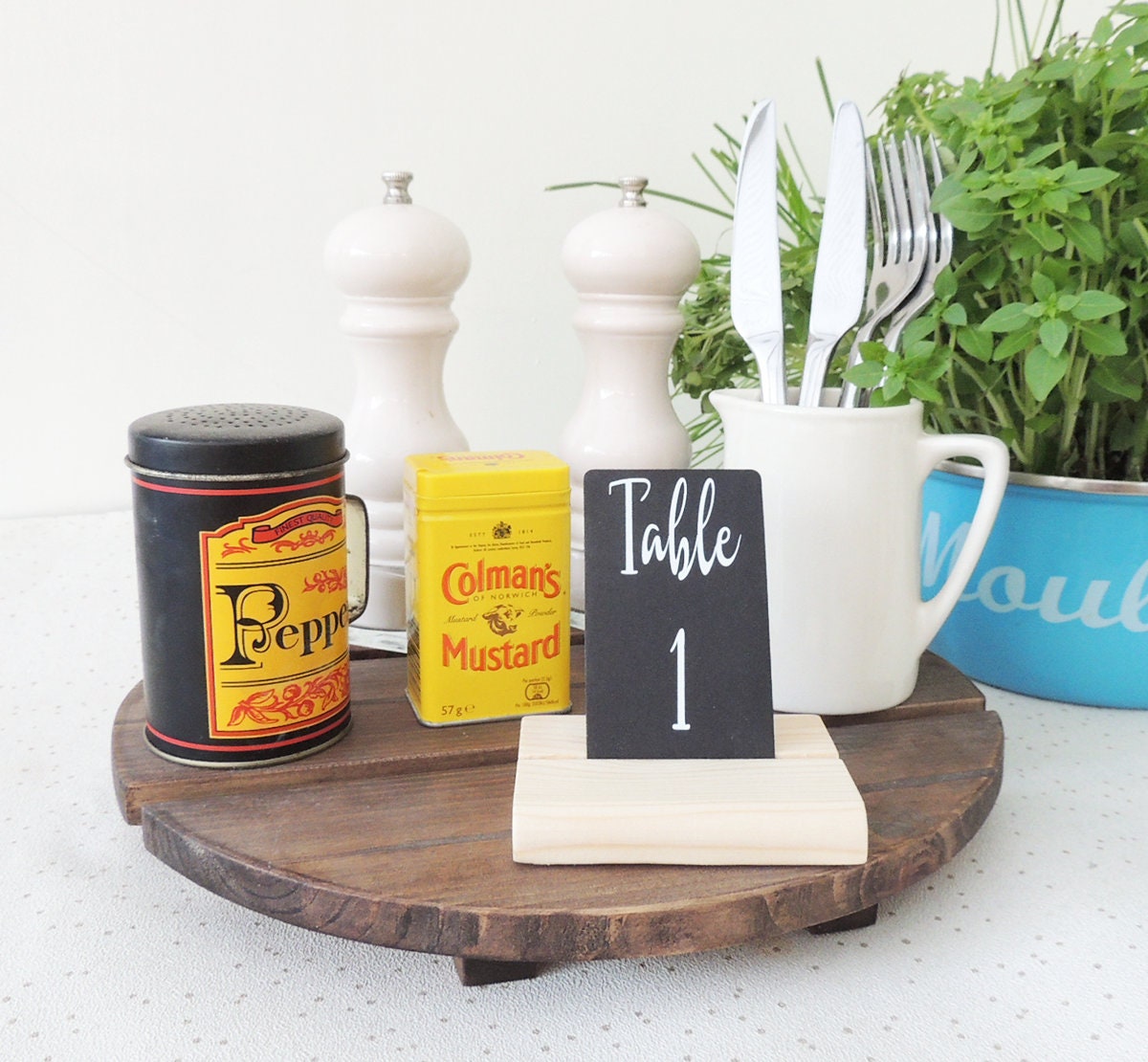 Table Caddy Cafe Table Display Condiment Holder Wooden Etsy
