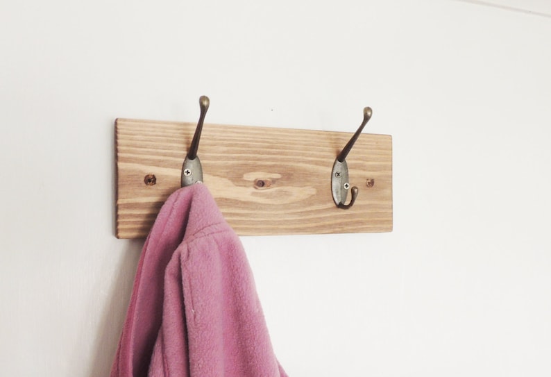 double coat rack, entryway hooks, his and hers, coat hooks, hallway storage, command center, mud room organiser, hooks for front door image 1