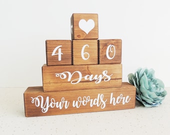 countdown to, days until, custom made countdown, wooden calender, personalised gift, bespoke advent, celebration countdown, oak blocks