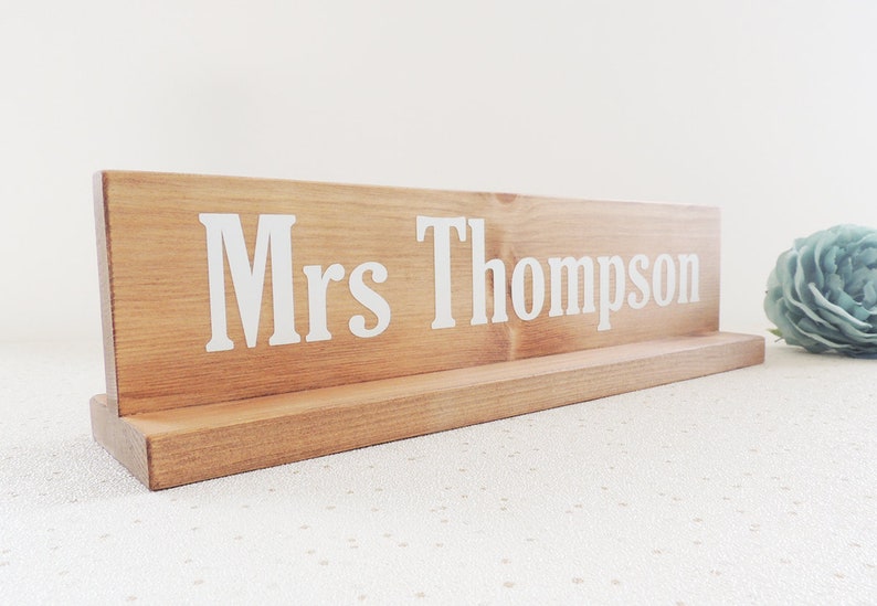 Name desk plaque teachers gift wooden plaque school leaving Etsy