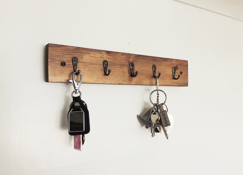 Wooden key holder entryway hanger hall tidy rustic hall Etsy