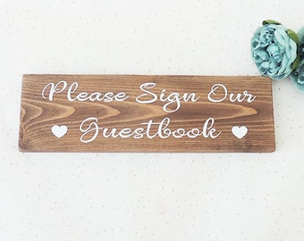 Guest book sign, wedding sign, wooden guest book, table sign, rustic decor, barn wedding, freestanding signs, wedding decor, table decor